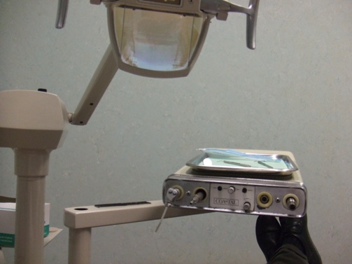 I always cross my legs at the ankles when in a dentist chair.