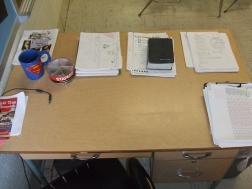Once I hand back papers today, my desk will be almost entirely clean.