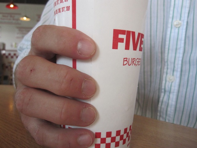 I ate at Five Guys burger place yesterday.  Mmm...