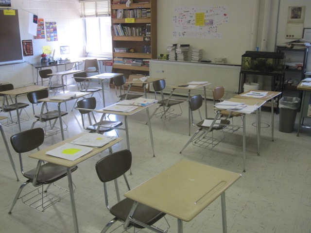 I spread everything out on student desks to organize it.