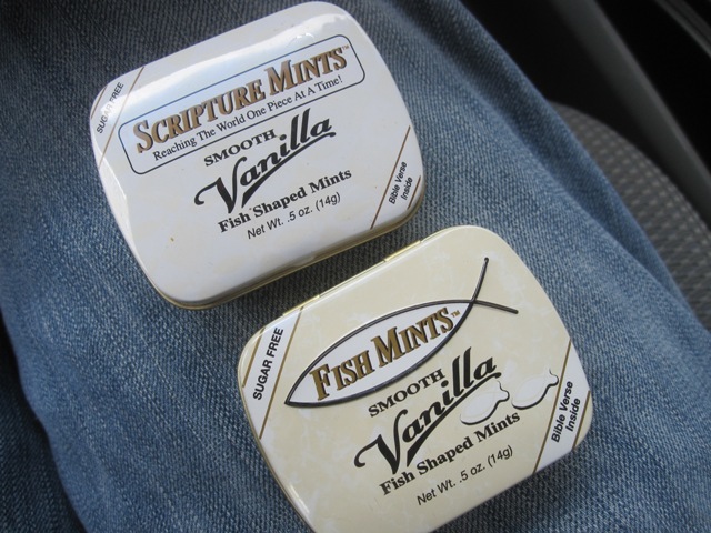 The new one is at the bottom.  Fish mints?  Eeeww.