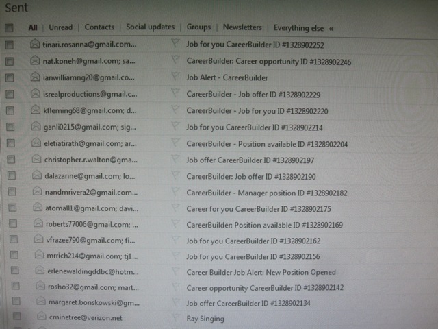This is my Sent Mail.  Only the bottom email is mine.