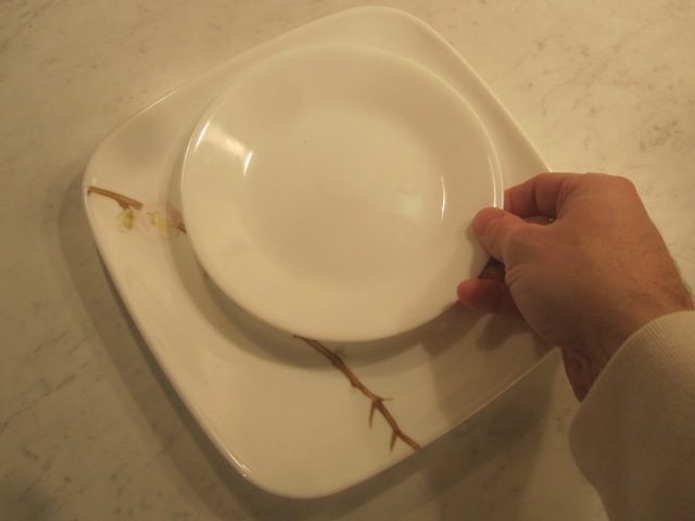 My old 'small' plate is underneath.  My hand is for scale.