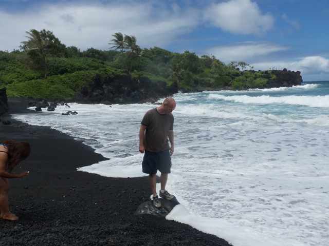 A giant wave wrecked my carefully posed picture.  Hehe...