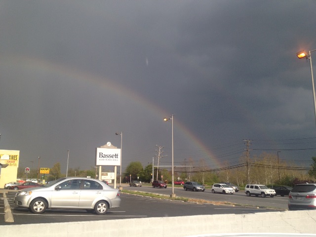 It was a full rainbow, but I couldn't get it all in the picture.
