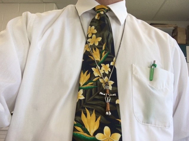 I thought this Hawaiian tie was appropriate for the summer temperatures we're having.
